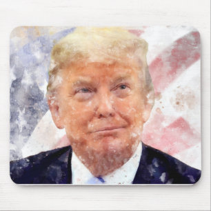 Donald Trump smiling with American flag Mouse Mat