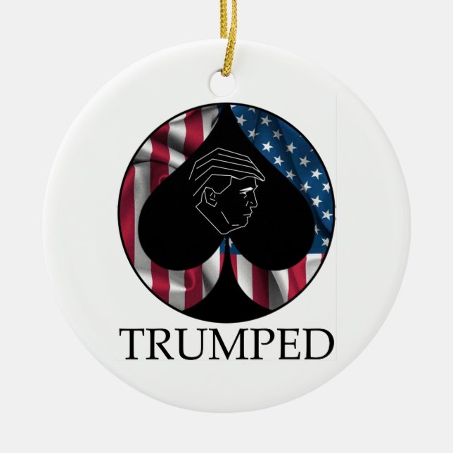 Donald Trump Spade Trumped Ceramic Tree Decoration (Front)