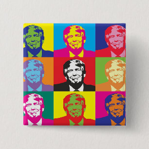 DONALD TRUMP SQUARE PIN BACK BADGE