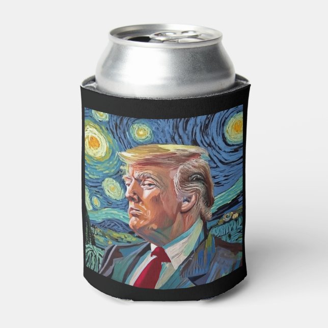 Donald Trump Starry Night Van Gogh Art Style 2024 Can Cooler (Can Front)