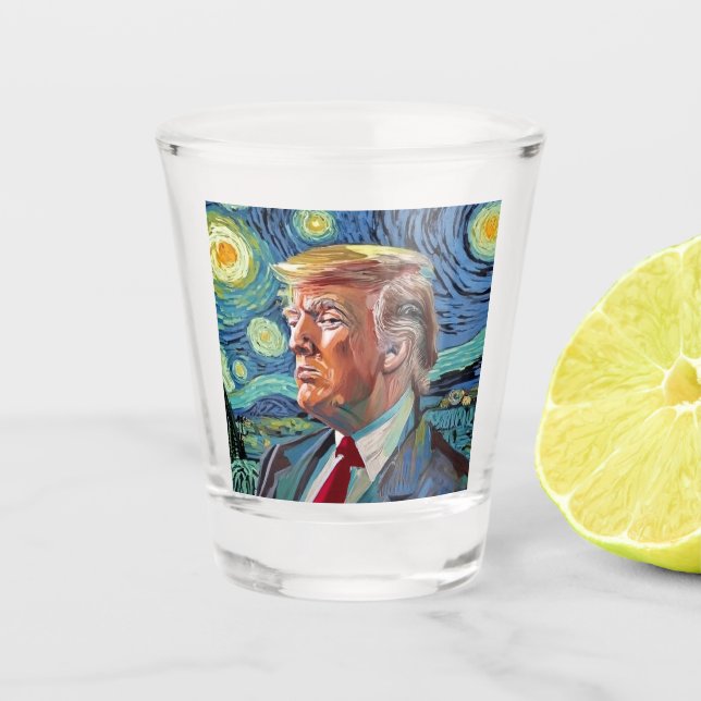 Donald Trump Starry Night Van Gogh Art Style 2024 Shot Glass (Front)
