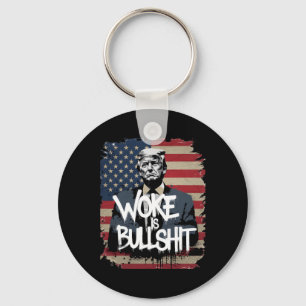 Donald Trump Supporter Tee Woke Is Bull Patriotic Key Ring