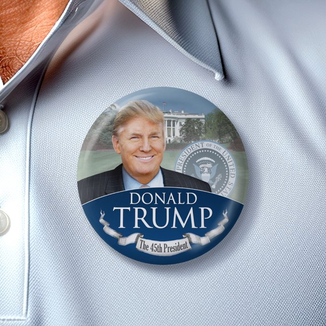 Donald Trump the 45th President Photo White House 7.5 Cm Round Badge (Trump 45th President)