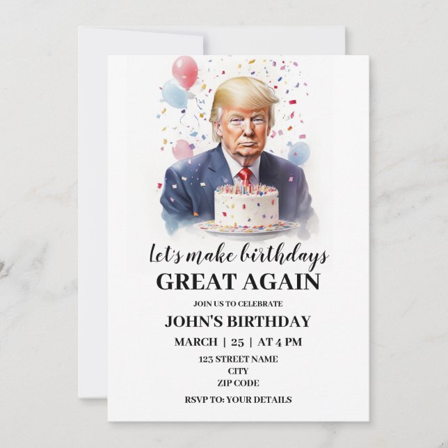 Donald Trump Themed Birthday invitation (Front)