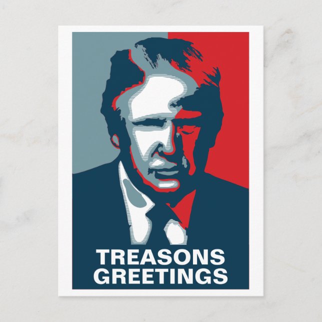 Donald Trump TREASONS GREETINGS Holiday Postcard (Front)
