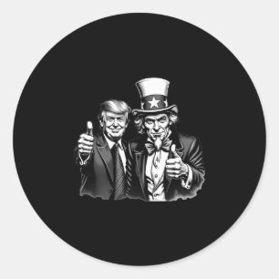 Donald Trump Uncle Sam Selfie Thumbs Up Funny Mens Classic Round Sticker