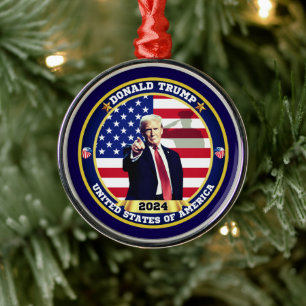 Donald Trump United States of America Metal Tree Decoration