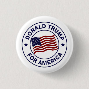 Donald Trump US Flag 3 Cm Round Badge