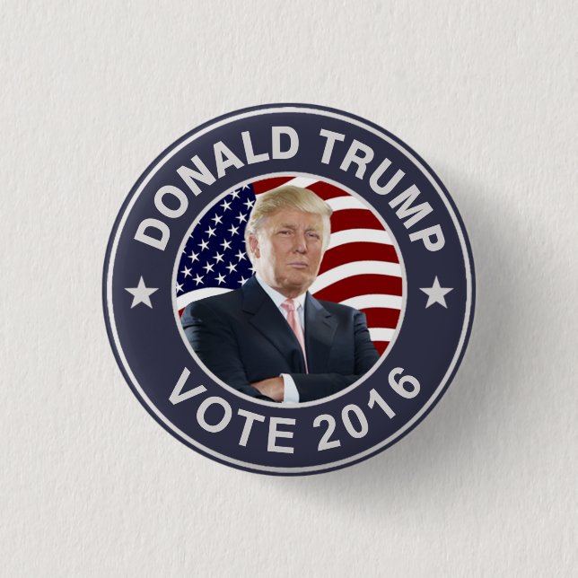 Donald Trump US Flag 3 Cm Round Badge (Front)