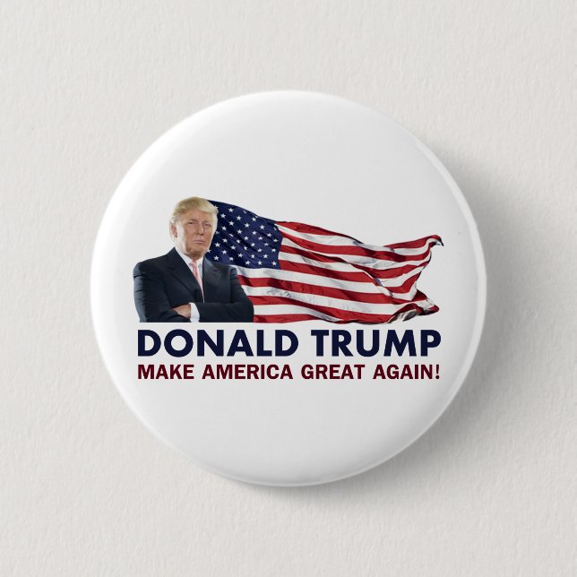 Donald Trump US Flag 6 Cm Round Badge (Front)
