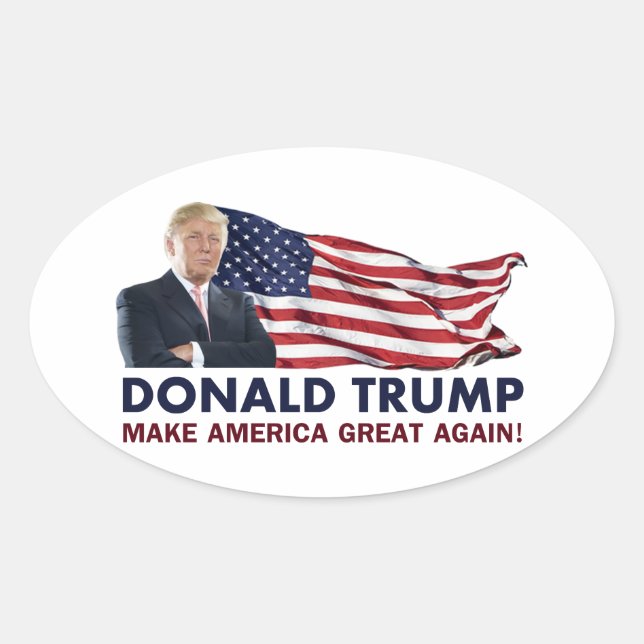 Donald Trump US Flag Oval Sticker (Front)