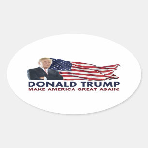 Donald Trump US Flag Oval Sticker