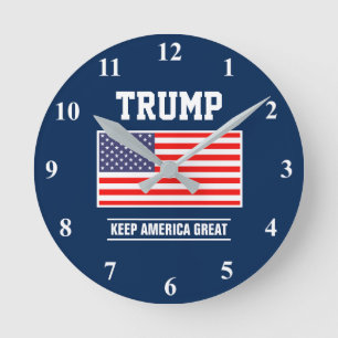 Donald Trump USA flag republican wall clock