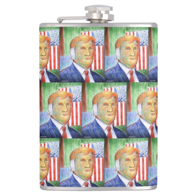 Donald Trump Van Gogh Vinyl Wrapped Flask (Front)