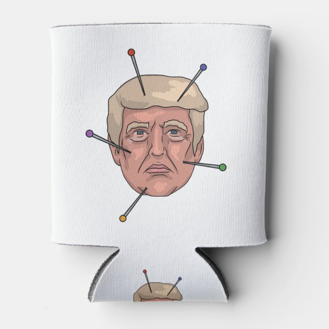Donald Trump Voodoo Doll Pin Illustration Can Cooler (Front)