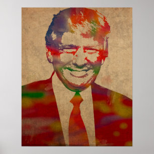 Donald Trump Watercolor Portrait Poster