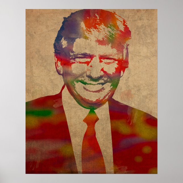 Donald Trump Watercolor Portrait Poster (Front)