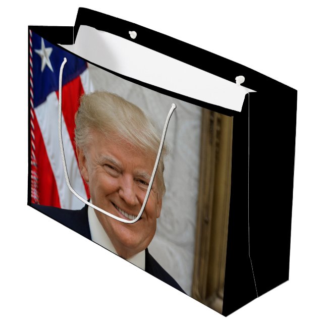 Donald Trump White House President Portrait Large Gift Bag (Front Angled)