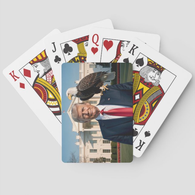 Donald Trump with American Eagle on his shoulder Playing Cards (Back)