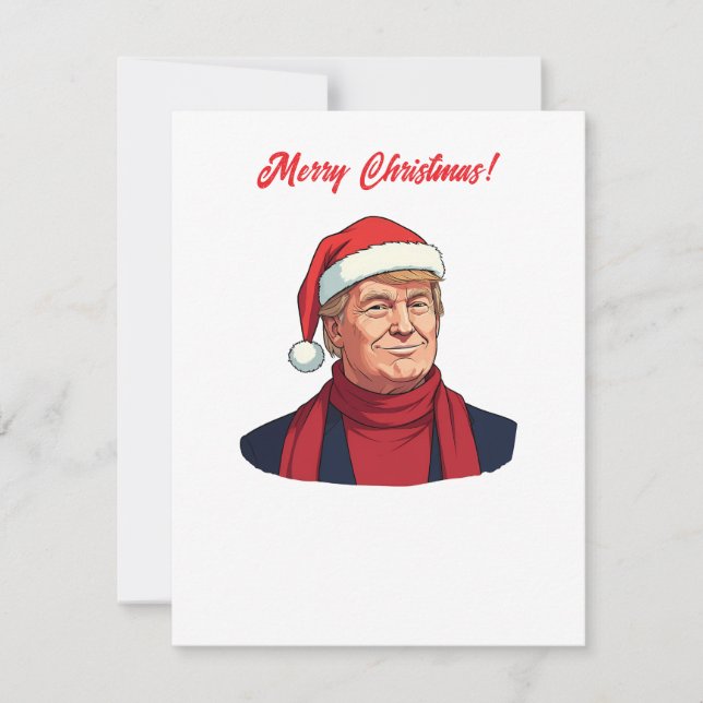 Donald Trump With Santa Claus Hat Merry Christmas Holiday Card (Front)