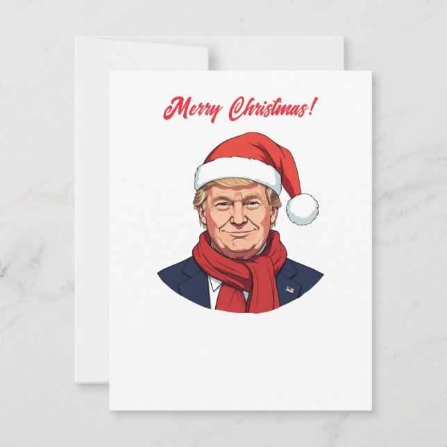 Donald Trump With Santa Claus Hat Merry Christmas Holiday Card (Front)