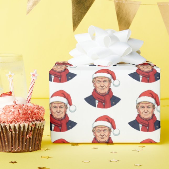 Donald Trump With Santa Claus Hat Merry Christmas Wrapping Paper (Birthday Party)