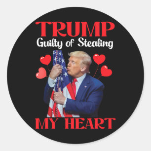 Donald Trump With Us Flag Trump Guilty Of Stealing Classic Round Sticker