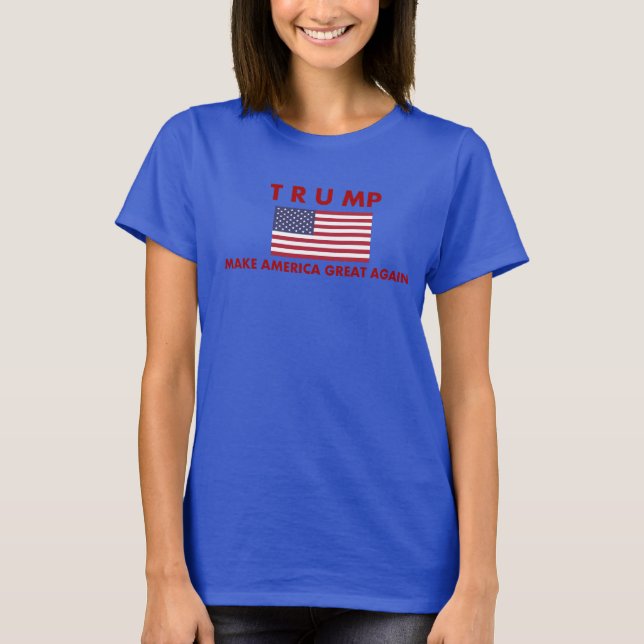 Donald Trump Women's T-Shirt with American Flag (Front)