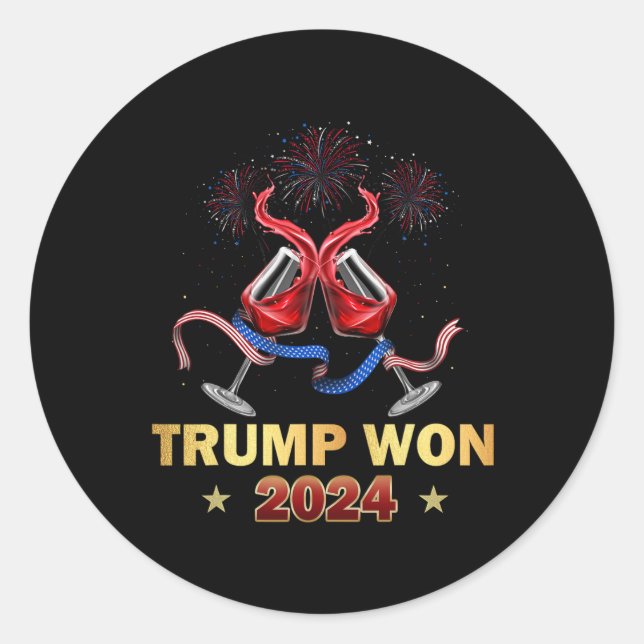 Donald Trump Won 2024 Election Inauguration Victor Classic Round Sticker (Front)