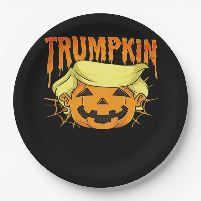 Donald Trumpkin Funny President Party Halloween Cl Paper Plate (Front)