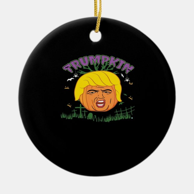 Donald Trumpkin Make Halloween Great Again Adult T Ceramic Tree Decoration (Front)
