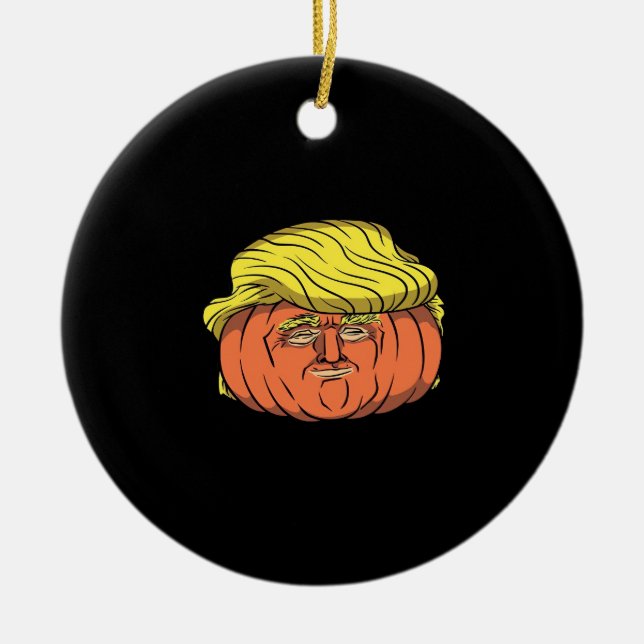 Donald Trumpkin  Pumpking Ceramic Tree Decoration (Front)