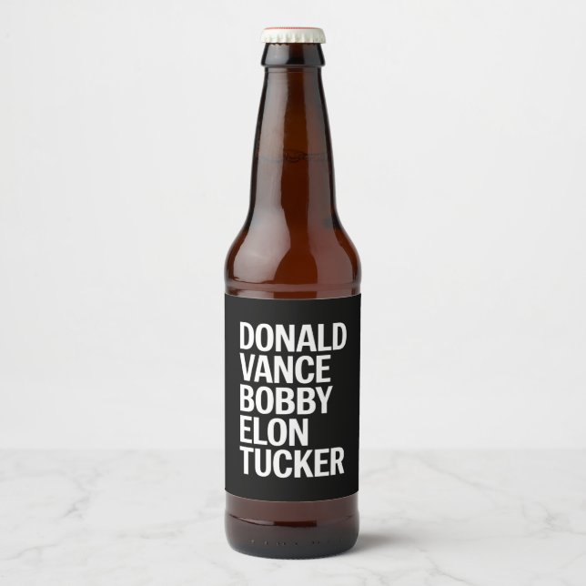 Donald Vance Bobby Elon & Tucker  Beer Bottle Label (Front)