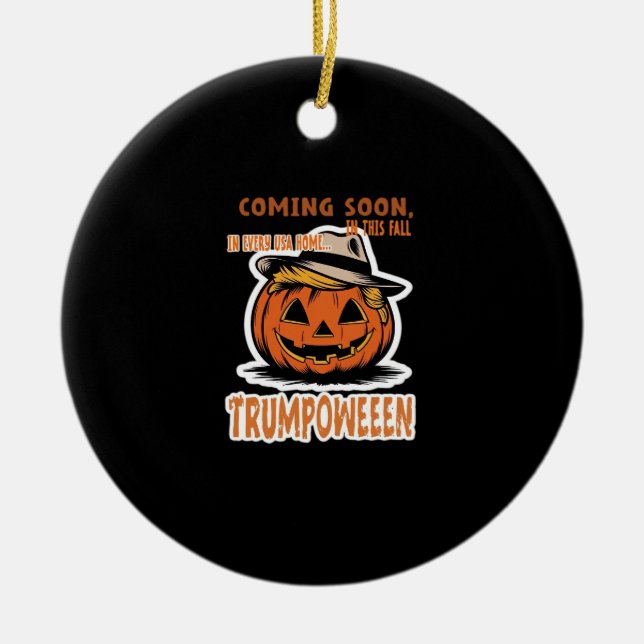 Donald's Trumpkin Pumpkin- Halloween Classic Ceramic Tree Decoration (Front)