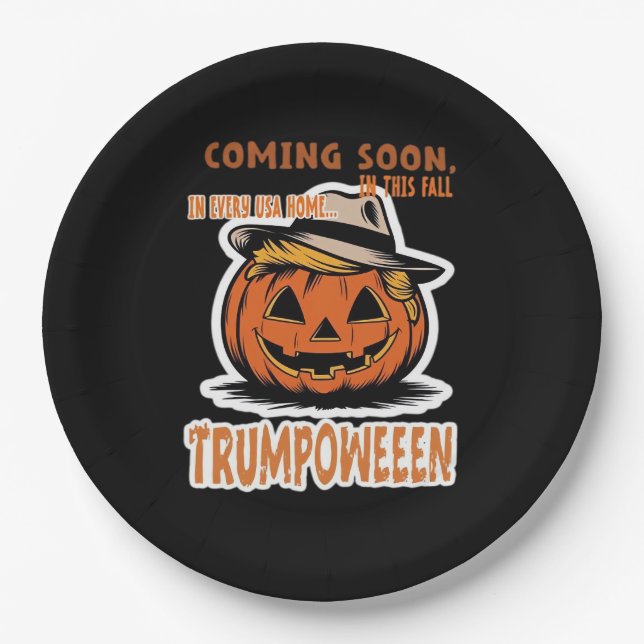 Donald's Trumpkin Pumpkin- Halloween Classic Paper Plate (Front)