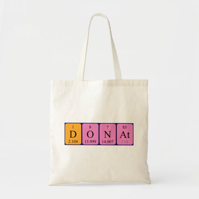 Donat periodic table name tote bag (Front)