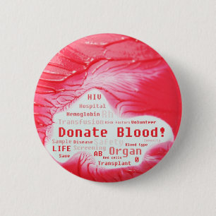 Donate blood concept design 6 cm round badge