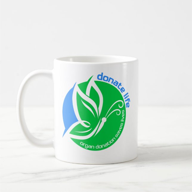 Donate Life an Organ Donor Awareness Butterfly Coffee Mug (Left)