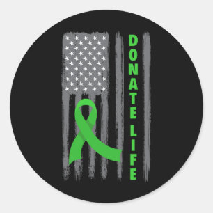 Donate Life Patriotic American Flag Usa Kidney Don Classic Round Sticker