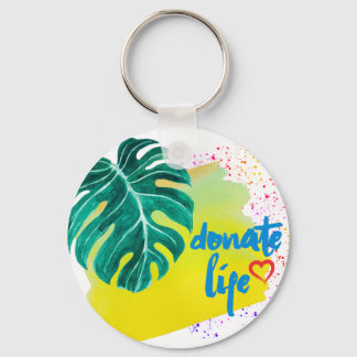 Donate Life Tropical Yellow Watercolor Key Ring