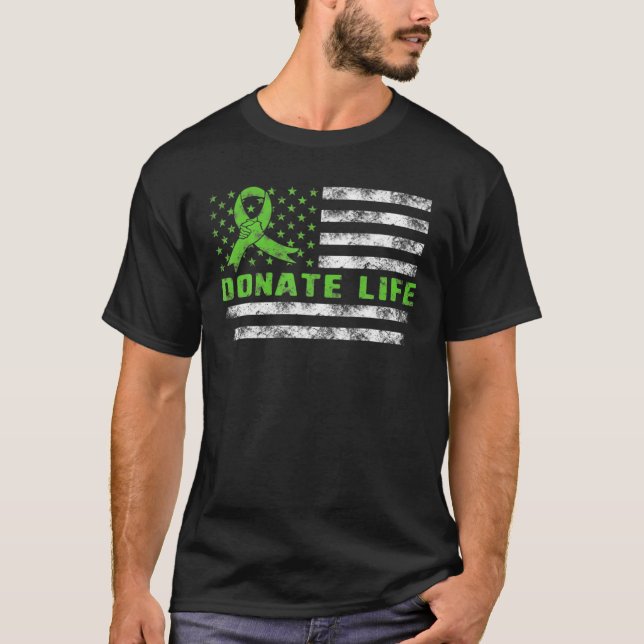 Donate Lifes USA American Flag Transplant T Shirt (Front)