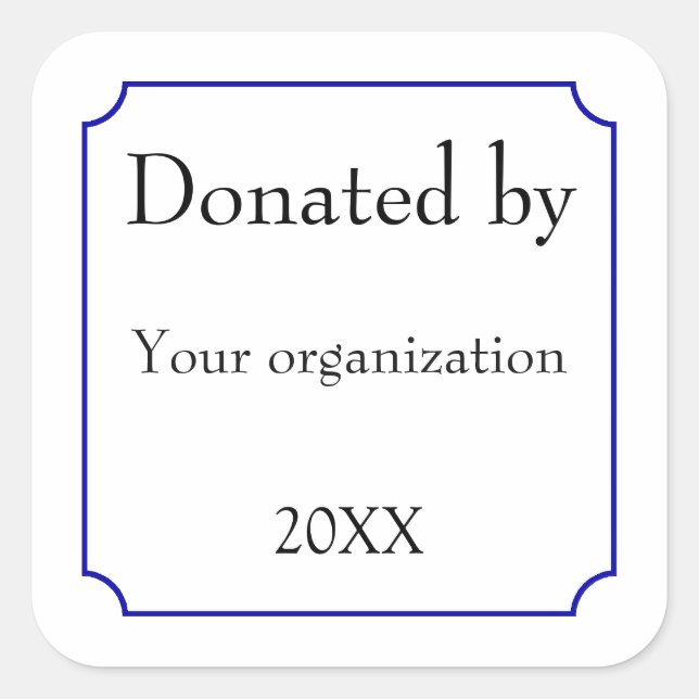 Donated By Template Square Sticker (Front)