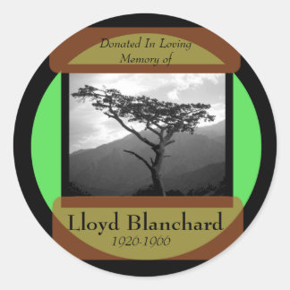 Donated in Memory of - standard font Classic Round Sticker