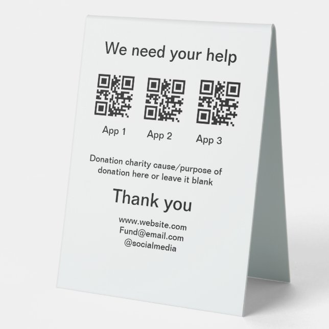 Donation Collection tip jar add your q r name caus (Front)