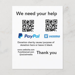 Donation Collection tip jar add your q r name caus