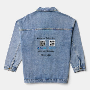Donation Collection tip jar add your q r name caus Denim Jacket