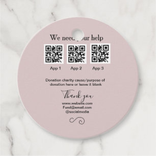 Donation Collection tip jar add your q r name caus Favour Tags