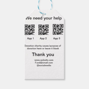 Donation Collection tip jar add your q r name caus Gift Tags