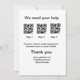 Donation Collection tip jar add your q r name caus Holiday Card