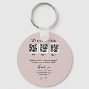 Donation Collection tip jar add your q r name caus Key Ring
